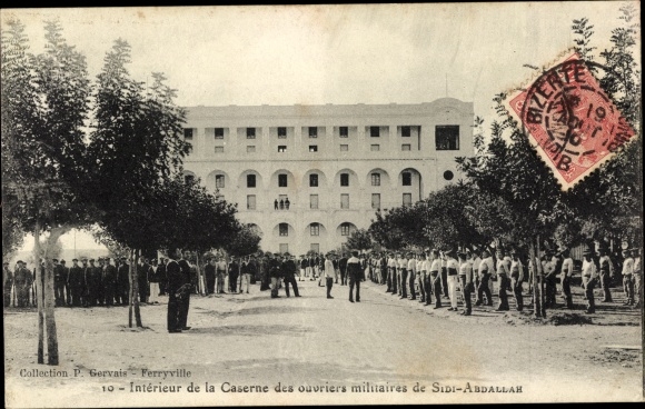 Postcard Sidi Abdallah Algiers Algerian, Interior of the barracks of military workers
