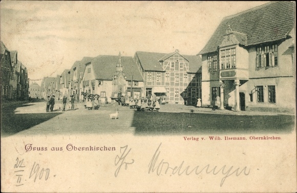 Postcard Obernkirchen in the district of Schaumburg, market square