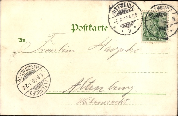 Postcard Neudörfchen Mittweida in Saxony, new bridge with Zschopautal