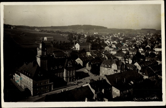 Ak Geyer im Erzgebirge Sachsen, Panorama von der Kirche, Rathaus