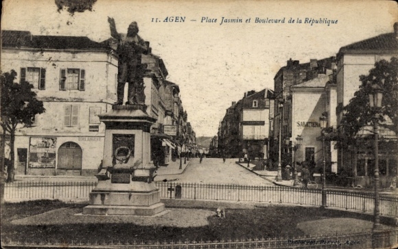 PC Agen Lot et Garonne, Place Jasmin, Boulevard de la République, statue