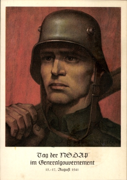 Artist Postcard Hoeck, W., Krakow, Day of the NSDAP in the General Government 1941, Wehrmacht soldier