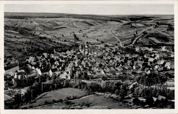 Postcard Röttingen an der Tauber Lower Franconia, aerial photograph