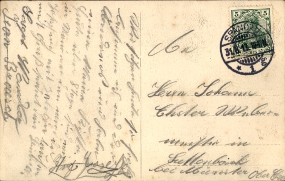Postcard Berlin Spandau, Bismarck Monument