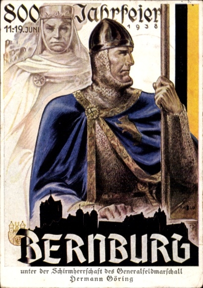 Artist Postcard Bernburg an der Saale, 800th anniversary 1938, patronage Hermann Göring