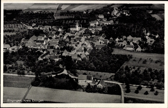 Postcard Ringingen Erbach in Württemberg, aerial photograph