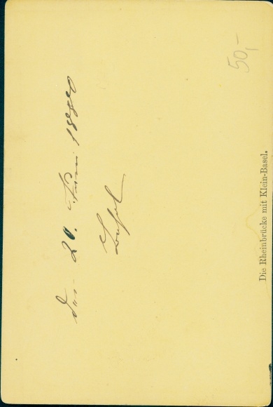 Cabinet Photo Basel Bâle Stadt Schweiz, Rhine Bridge with Klein Basel, Hotel, 1880