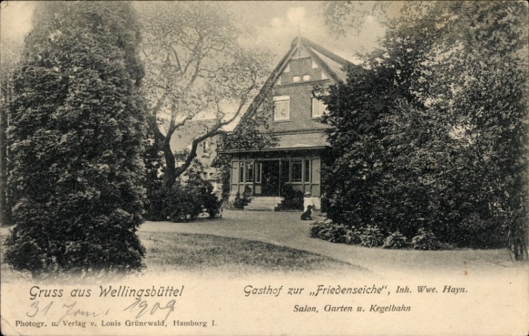 Ansichtkaart Hamburg Wandsbek Wellingsbüttel, Gasthof zur Friedenseiche