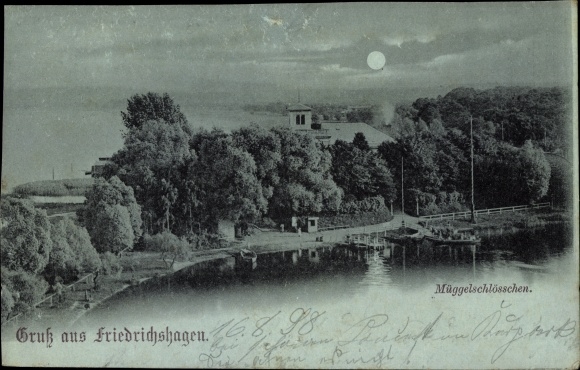 Mondschein Ak Berlin Köpenick Friedrichshagen, Müggelschlösschen