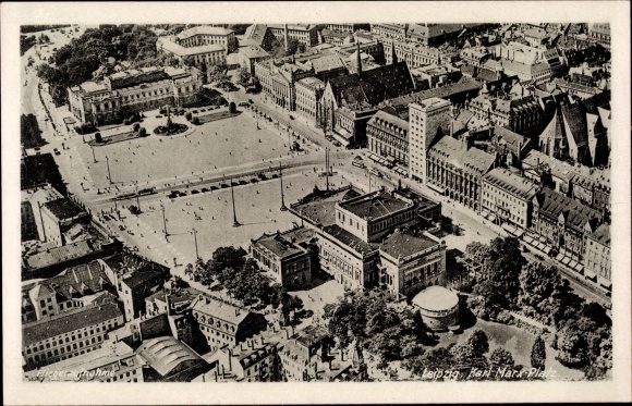 KP Lipsk w Saksonii, zdjęcie lotnicze z Karl Marx Platz