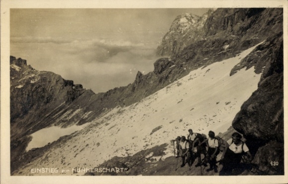 Ak Einstieg zur Hühnerscharte, Bergsteiger