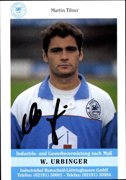 Autograph card footballer Martin Tilner, FC Remscheid, autograph