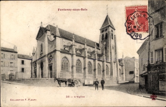 Postcard Fontenay sous Bois Val de Marne, church