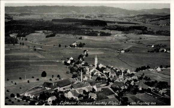 Postcard Eisenharz Argenbühl in Allgäu, aerial photograph