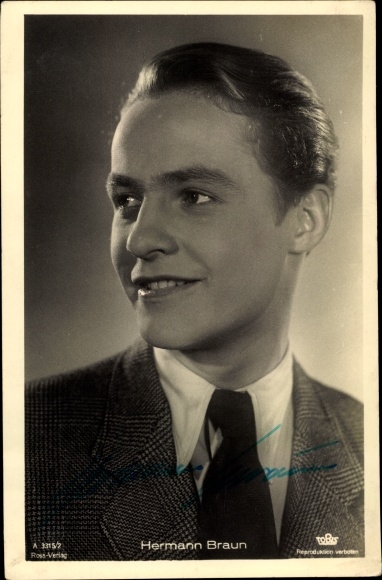 Ak Schauspieler Hermann Braun, Portrait, Autogramm