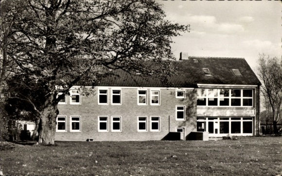 Postcard Aurich Lower Saxony, adult education center, new building, Pottere Garden