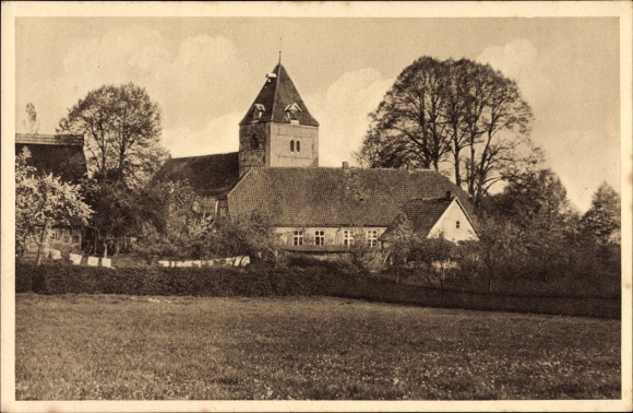 Postcard Dötlingen in Lower Saxony, view of the local church