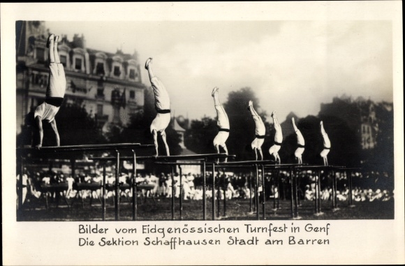 Photo Genève Geneva city, Federal Gymnastics Festival, section Schaffhausen Stadt am Barren