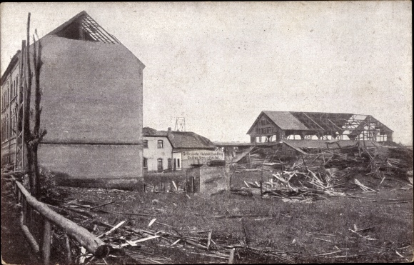 Postcard Chemnitz in Saxony, destroyed buildings, storm disaster 1916