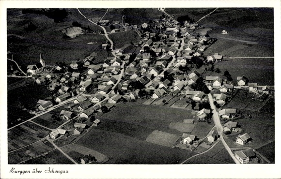 Postcard Burggen in Upper Bavaria, aerial photograph