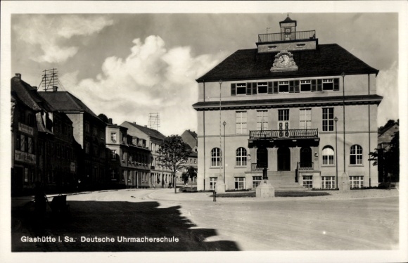 Postcard Glashütte Saxony, German watchmaking school