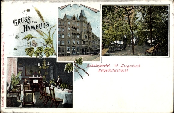 Postcard Hamburg Mitte Billstedt, Bergedorfer Strasse, Bahnhofshotel