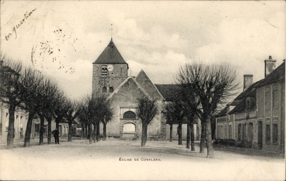 Ak Conflans Charenton le Pont Val de Marne, Eglise de  Bäume, klare Sicht,  Architektur