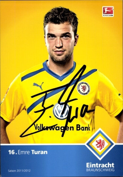 Autograph card footballer Emre Turan, Eintracht Braunschweig, autograph
