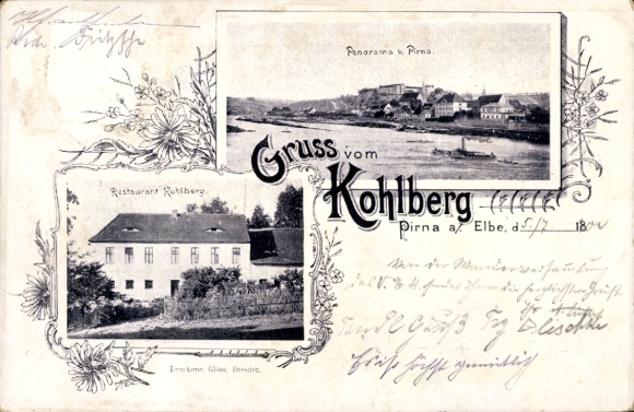 Passepartout Ak Pirna an der Elbe, Kohlberg, Panorama, Restaurant