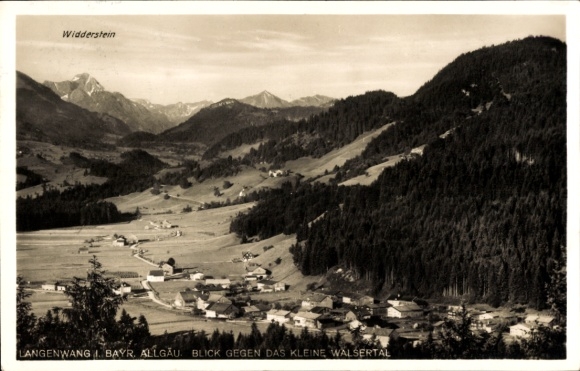 Ak Langenwang Fischen im Allgäu Schwaben, Panorama, Widderstein, kleines Walsertal