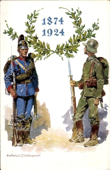 Künstler Ak Hoffmann, Anton, Bayerischer Kriegerbund, 1874-1924, Uniform, Stahlhelm