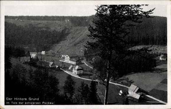Postcard Marienberg in the Ore Mountains Saxony, The Hintere Grund, Valley of the Black Pockau