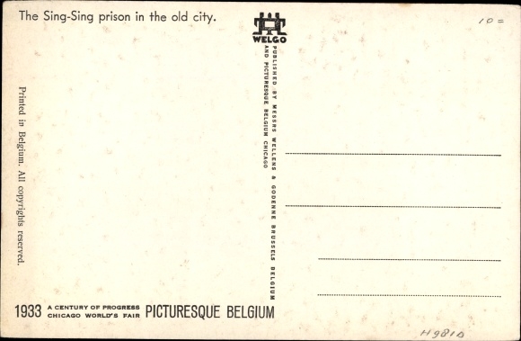 Artist PC Dratz, Jean, Chicago World&#39;s Fair 1933, Picturesque Belgium, Sing Sing prison