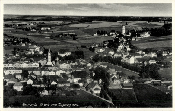 Postcard Neumarkt Sankt Veit an der Rott Upper Bavaria, aerial photograph