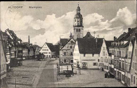 Ak Altdorf in Midden-Franken, boekbinderij Georg Pranz op de markt