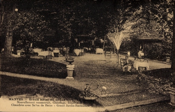 Ak Mantes la Jolie Yvelines, Grand Hotel, Gärten, Terrassen, Gäste, Möbel