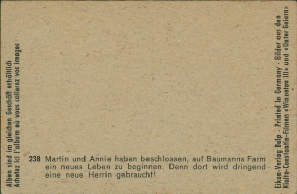 Collector's card Karl May, film scene, Winnetou III, Among Vultures, No. 238