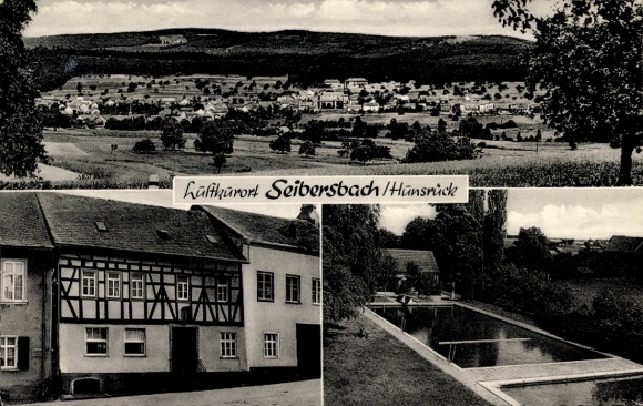 Postcard Seibersbach in the Hunsrück, general view, Pension Gasthaus zur Post