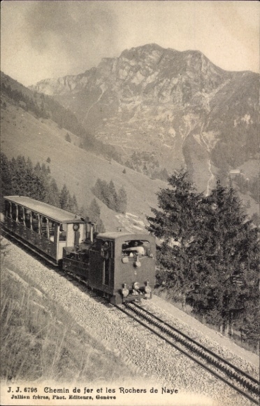 Postcard Canton of Vaud Switzerland, Iron Railway and the Rochers de Naye, Cog Railway