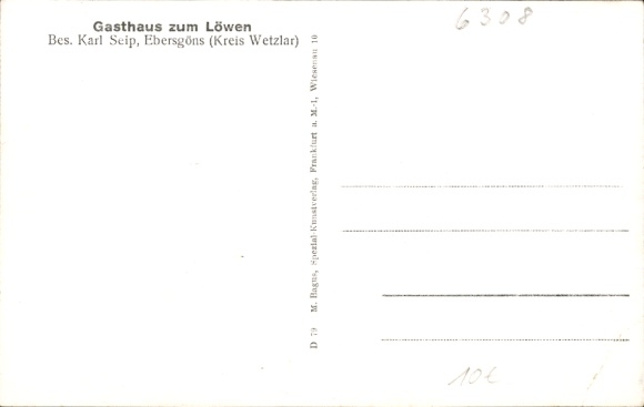 Postcard Ebersgöns Butzbach in Taunus Hesse, Gasthaus zum Löwen