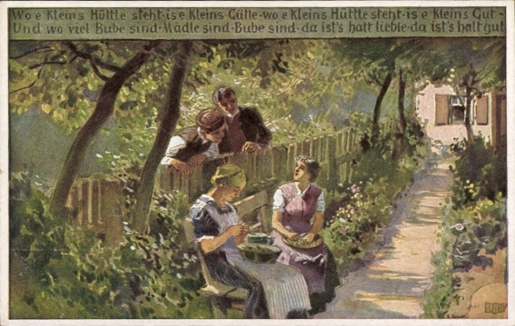 Lied Künstler Ak Hey, Paul, Volksliedkarte Nr. 66, Wo e klein's Hütt'le steht