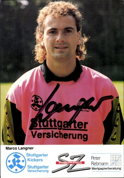 Autograph card footballer Marco Langner, Stuttgarter Kickers, autograph