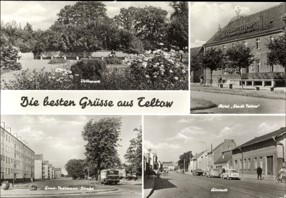 Ak Teltow in Brandenburg, Hotel, Ernst Thälmann Strasse, Volkspark