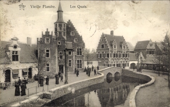 Postcard Gent East Flanders, International Exhibition 1913, the quay