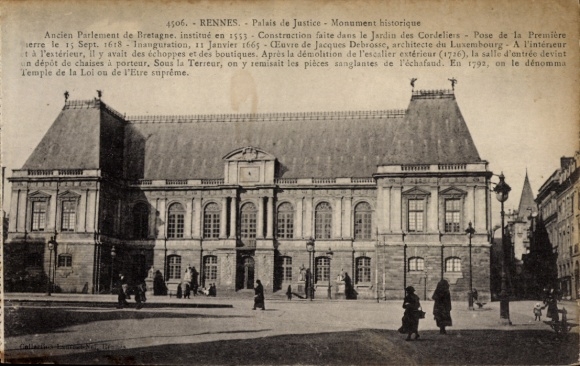 KP Rennes Ille et Vilaine, Palais de Justice, Monument historique, Jardin des Cordeliers, 1553