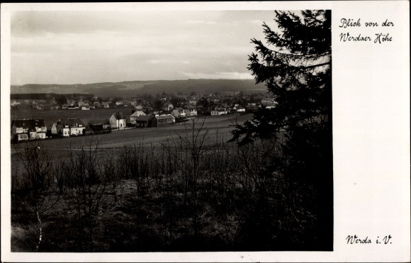 Postcard Werda in Vogtland, view from the Werdaer Höhe