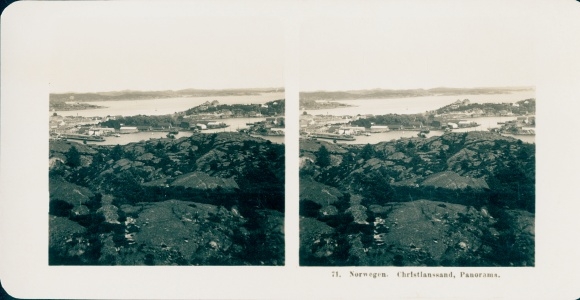 Stereo photo Norway, panorama, Christiansand