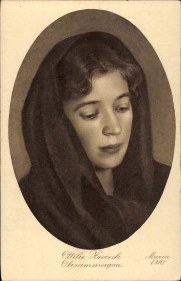 Postcard actress Ottilie Zwink as Maria, Passion Play
