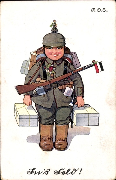 Artist Postcard Engelhard, POE, In's Field, Soldier goes to war