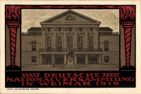 Lithograph PC Weimar in Thuringia, German National Assembly 1919